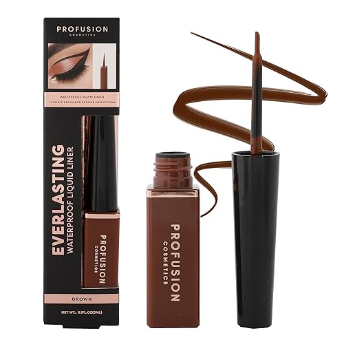Profusion Cosmetics Everlasting Waterproof Liquid Eyeliner - Pro-Control Brush for Bold Definition, Long-Wearing Smudge-Resistant Vegan…