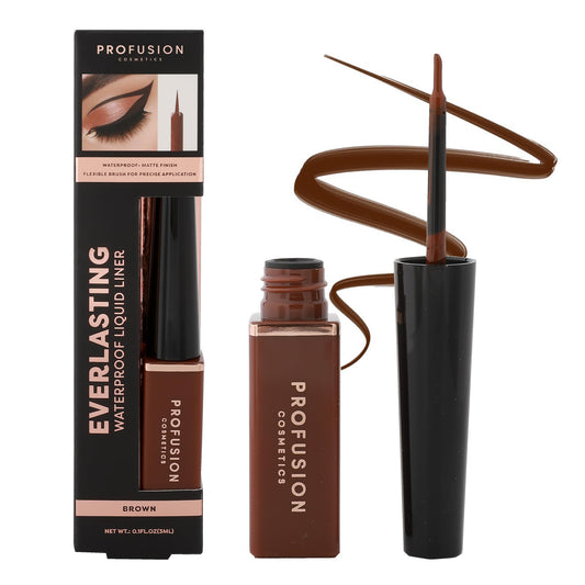 Profusion Cosmetics Everlasting Waterproof Liquid Eyeliner - Pro-Control Brush for Bold Definition, Long-Wearing Smudge-Resistant Vegan…