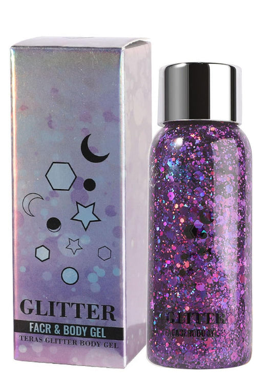 JUDEWY Body Glitter Gel, Face Glitter Body Glitter Glitter Liquid Eyeshadow, Face Hair Nail Glitter, Holographic Makeup Festival Glitter Makeup (07)