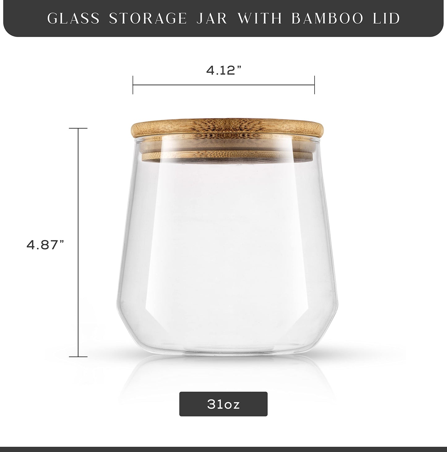 JoyJolt Cookie Jar. 1 Large Glass Jars With Bamboo Lids Set. For Kitchen Counter, Rice Jar, Candy Jar, Flour and Sugar Containers Canisters, 31-OZ…