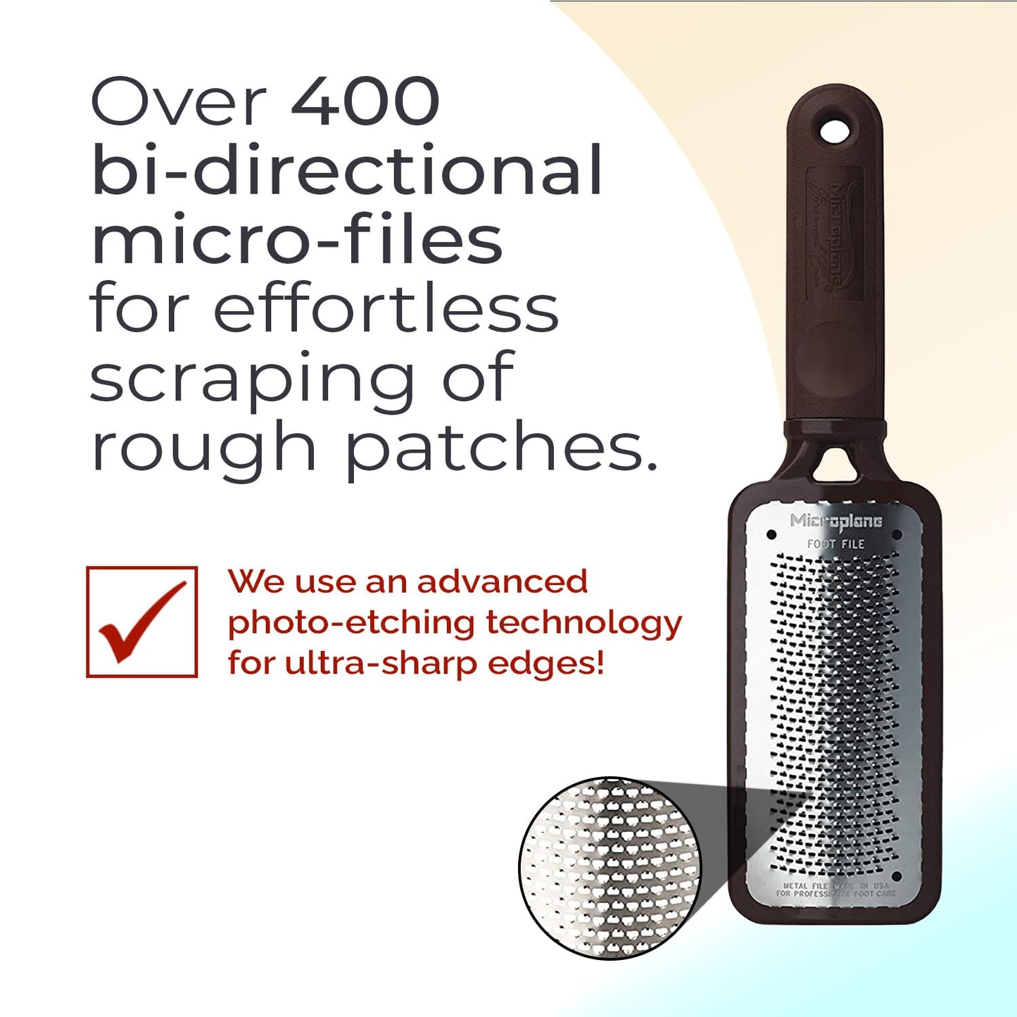 Microplane Colossal Foot File, Black and Brown - The Original Stainless-Steel Foot Scraper, Dead Skin/Callus Remover for Feet, Foot Scrubber, Pedicure