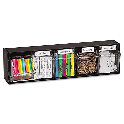 Deflecto 20504OP Five-bin horizontal tilt bin storage system, 23-5/8w x 5-1/4d x 6-1/2h, black