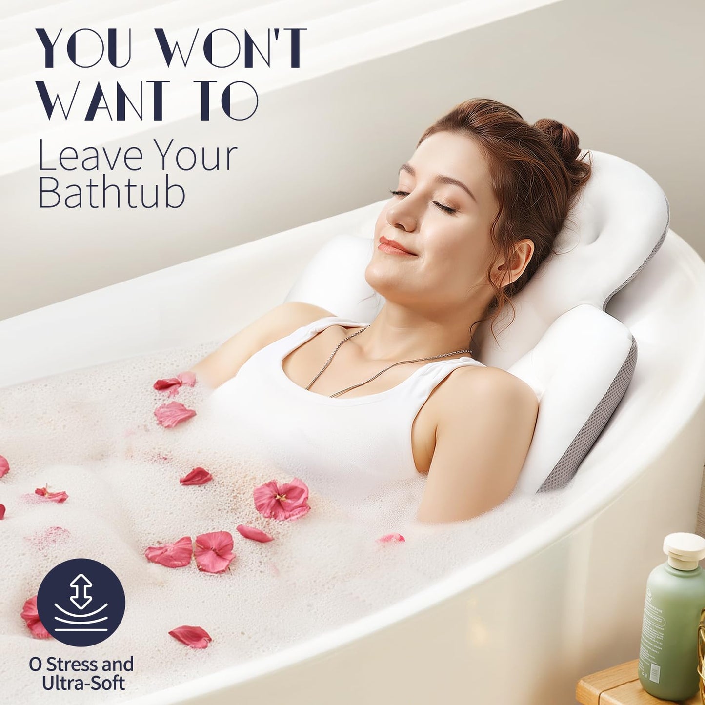 Full Body Bath Pillow for Bathtub, Thick Bathtub Cushion, Luxury Tub Pillow for Bath for Headrest Neck and Back Support White 60" x 16" Beauty and Personal Care VOXOR