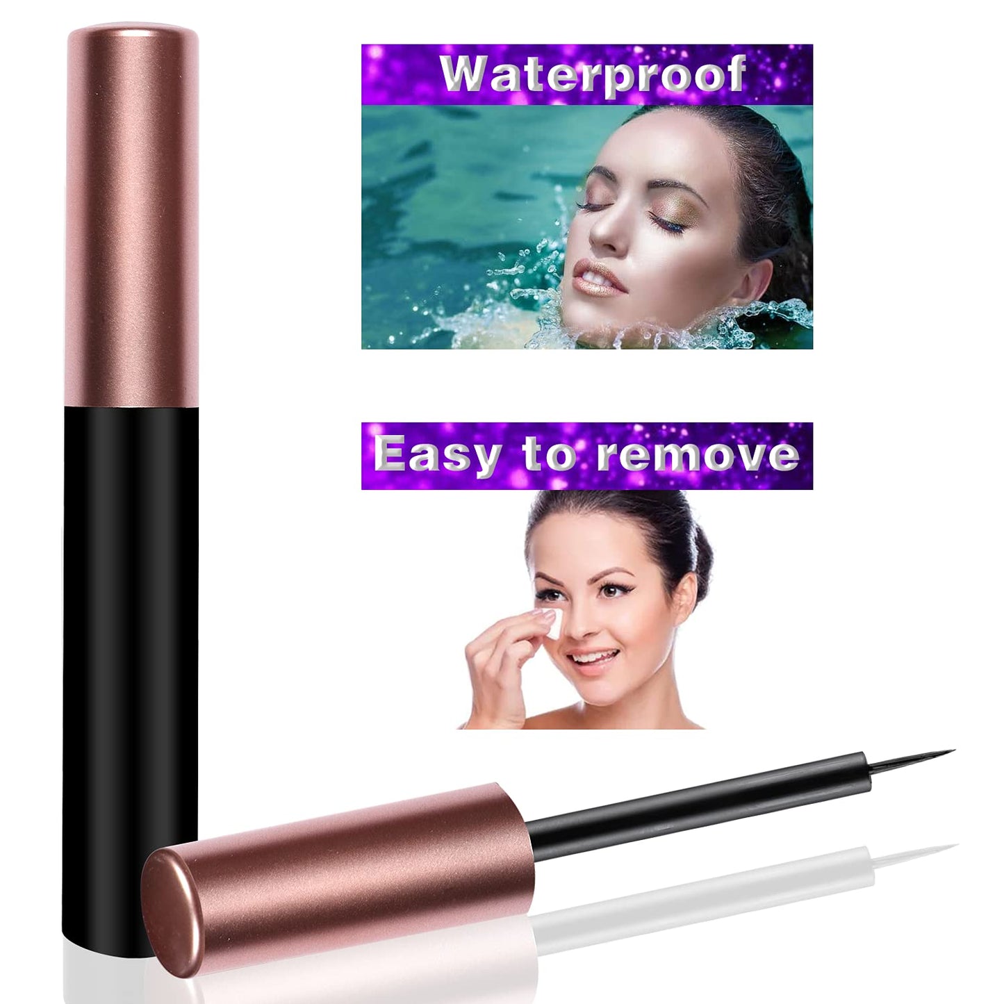 [3 Pack] Coiffure Extensions Magnetic Eyeliner, Black, Waterproof, Natural Looking, Smudge Proof Magnetic Eyelashes Eyeliner