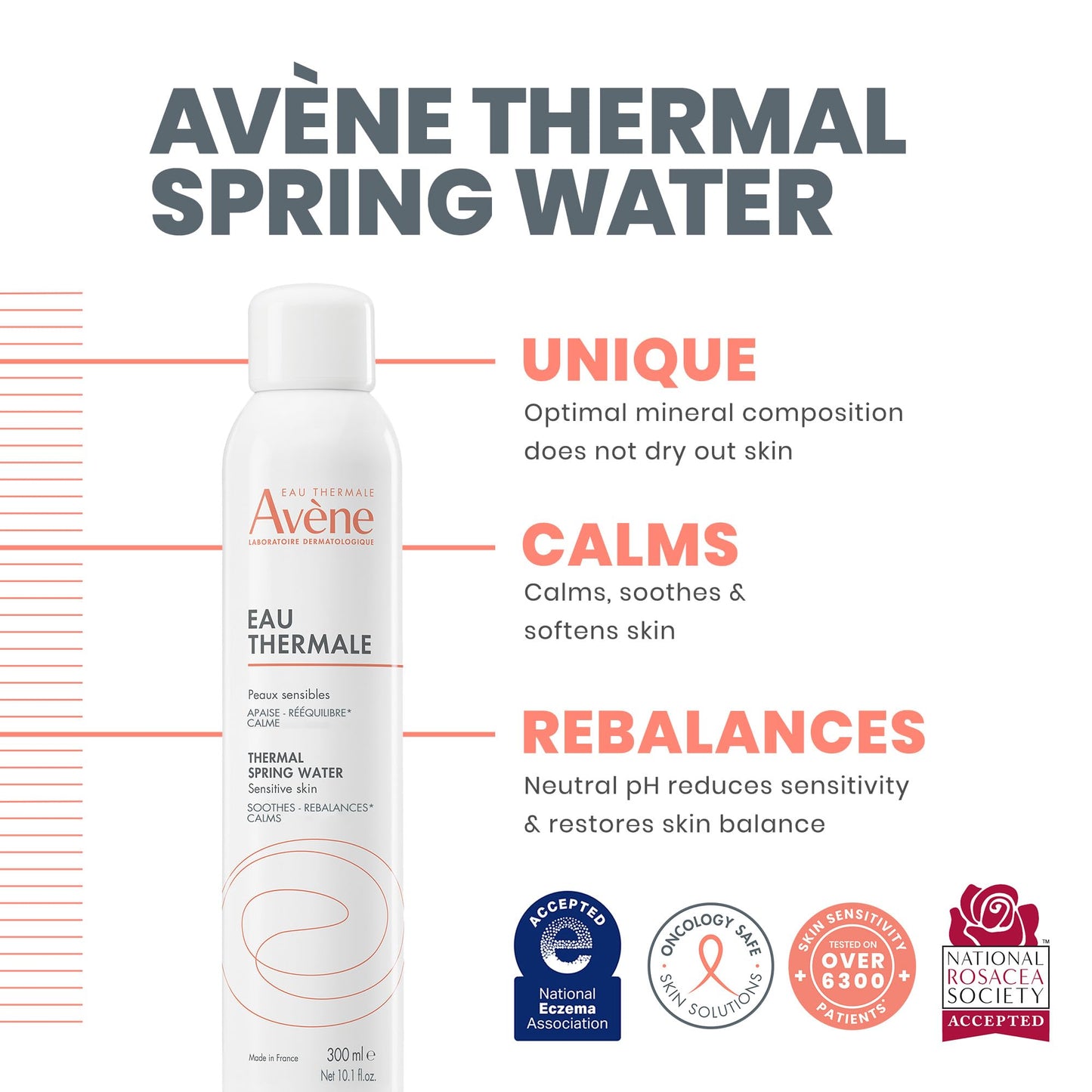 Avène Thermal Spring Water, Soothing Calming Facial Mist Spray for Sensitive Skin, Soothes, Softens + Calms Skin, Formulated with Mineral & Biological