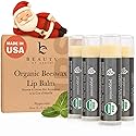 USDA Organic Peppermint Lip Balm - USA Made with Natural Ingredients, Stocking Stuffers for Women & Men, Lip Moisturizer Chapstick for Dry Lips, Small