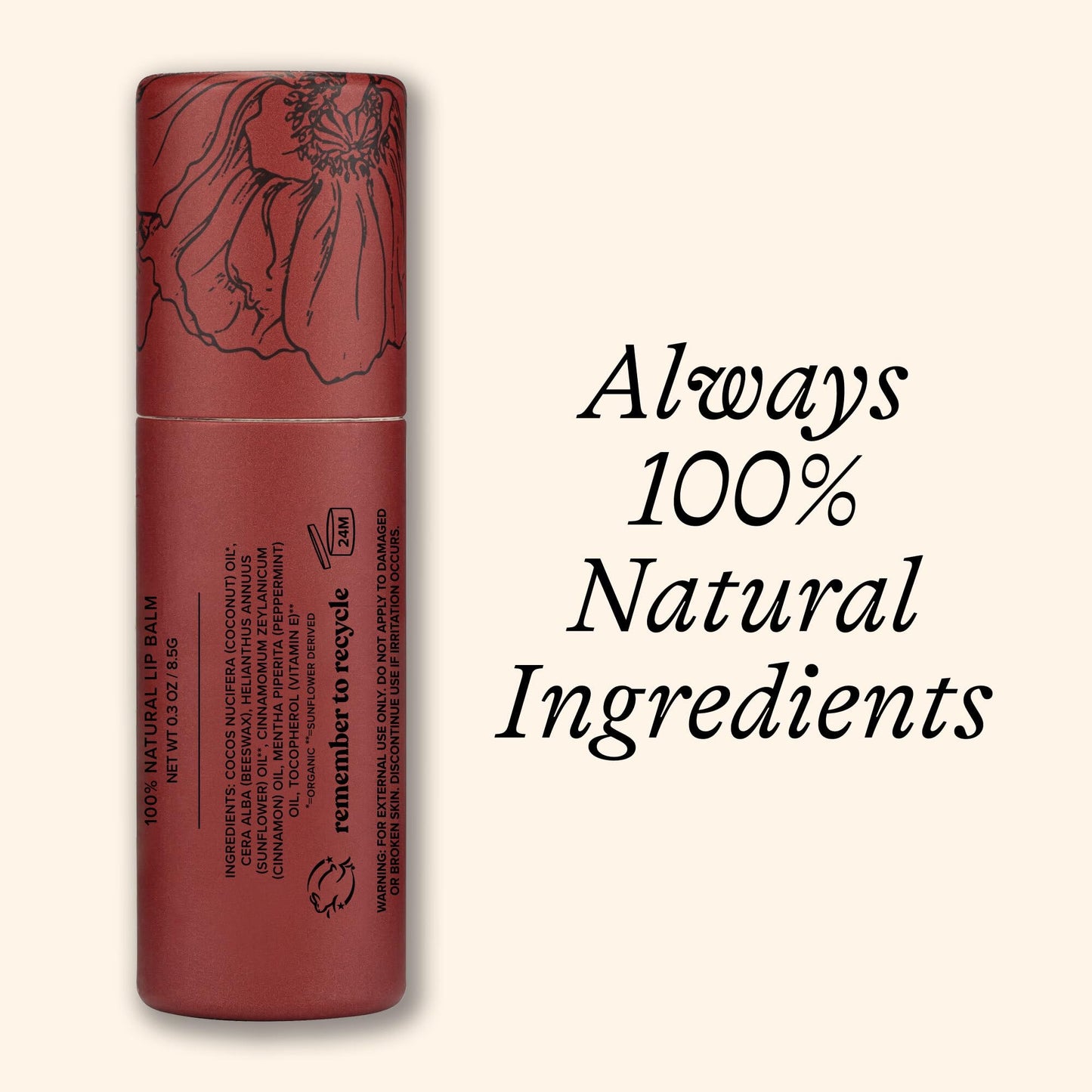 Poppy & Pout Cinnamint Jumbo Lip Balm | All Natural Lip Balms & Moisturizers | Hydrates with Beeswax, Vitamin E, Organic Coconut Oil | Cruelty-Free |