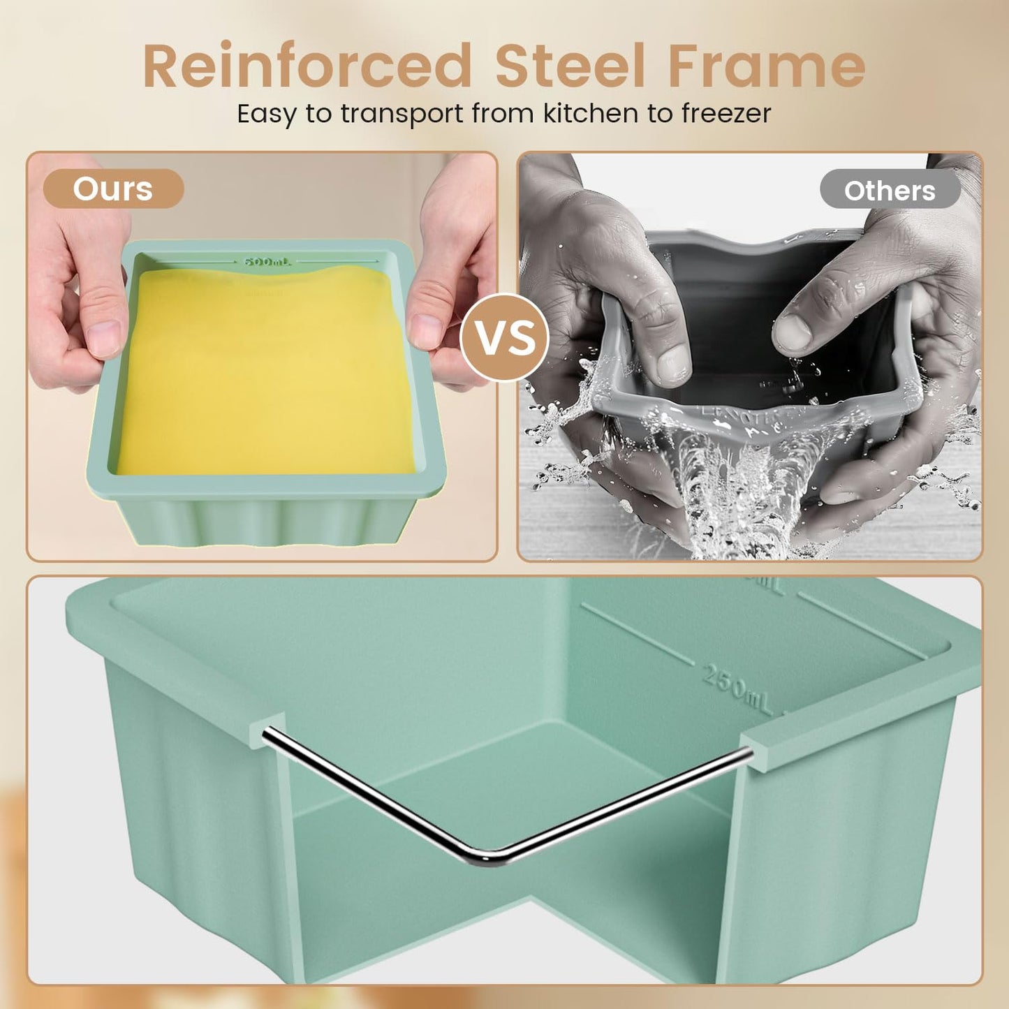 Silicone Freezer Tray for Soup Ice Cubes: 2-Cup Freezing Trays with Lid for Meal Prep - 4Pack Silicon Soup Portion Freeze Tray Make Stock Souped Ice…