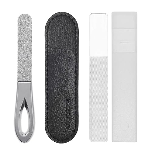 VOGARB Travel Nail Files for for Thick Toenails, 3.6 Inch Diamond Nail File for Natural Nails, Double Sided 180 Diamond Grits Emery Boards for Men