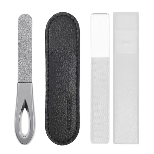 VOGARB Travel Nail Files for for Thick Toenails, 3.6 Inch Diamond Nail File for Natural Nails, Double Sided 180 Diamond Grits Emery Boards for Men