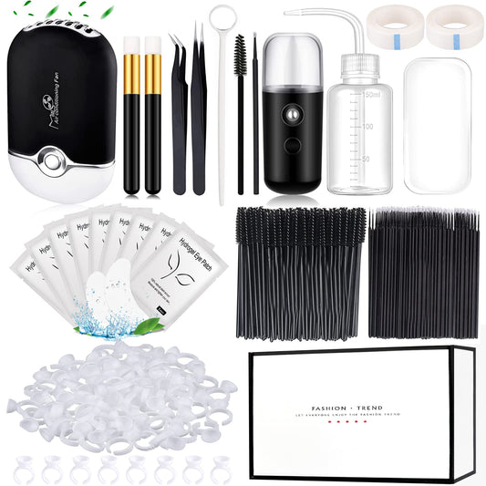 Eyelash Extension Supplies USB Air Conditioning Blower Facial Mister Lash Tweezers Mirror Mascara Brush Lash Shampoo Brush Bottle Silicone Pad Glue