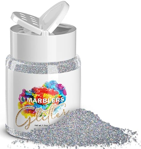 MARBLERS Holographic Glitter [Holo Silver] 1.5oz (42g) | Fine | Non-Toxic, Vegan, Cruelty-Free | Face, Body, Eyeshadow, Hair, Festival, Party Makeup |