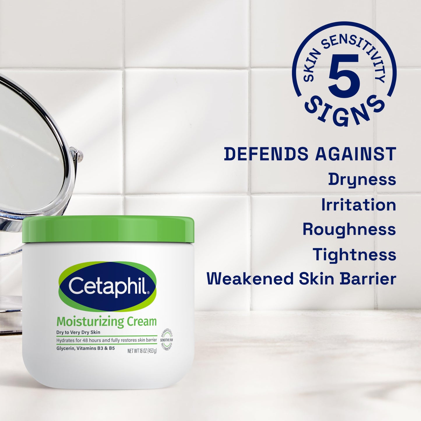 Cetaphil Face & Body Moisturizer, Hydrating Moisturizing Cream for Dry to Very Dry, Sensitive Skin, NEW 16 oz, Fragrance Free, Non-Comedogenic