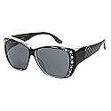 The Starlet Polarized 55 mm Fit Over OTG Butterfly Rhinestone Sunglasses, Black