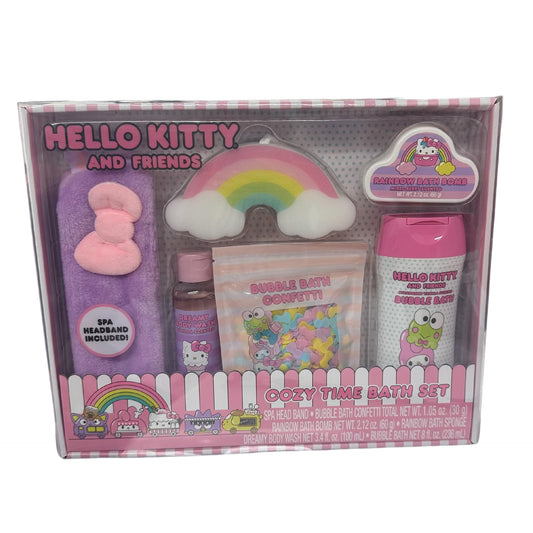 Centric Beauty Hello Kitty and Friends Cozy Time Bath Set, Includes Spa Head Band, Bubble Bath Confetti (30g), Rainbow Bath Bomb, Rainbow Bath…