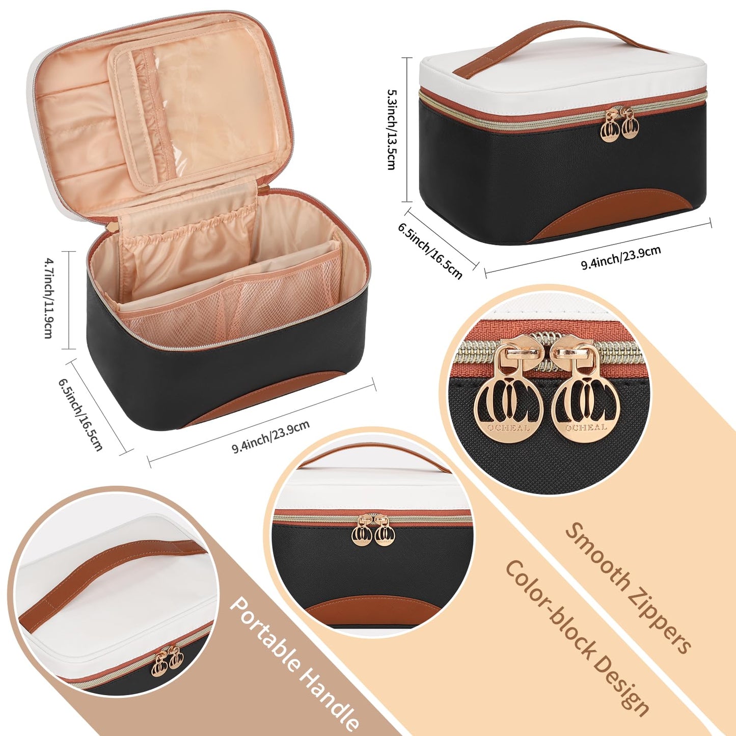 OCHEAL Makeup Bag, Multifunctional Make Up Bags Large Compact Makeup Bag Organizer Cosmetics Toiletry Brushes Storage Case for Women Girls Makeup Case Beauty and Personal Care OCHEAL