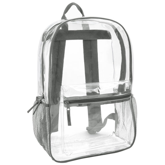 Clear Backpack Heavy Duty Transparent Bookbag for Kids, Boys, Girls, School, Travel, Stadium Approved (Grey)