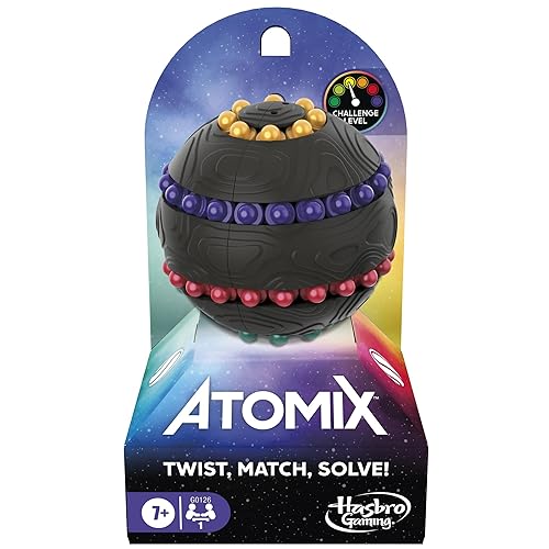 Hasbro Gaming Atomix Game for Kids, Teens, and Adults, Brainteaser Puzzle Sphere Ball and Fidget Toy, 1 Player, Portable Summer Travel Activities,…