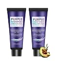 Purple Shampoo and Conditioner Set, Anti-Brass Toning, Enhance Blonde Tones, Deep Moisturizer,Frizz Control-Repair and Hydration,for Blonde,Silver, or