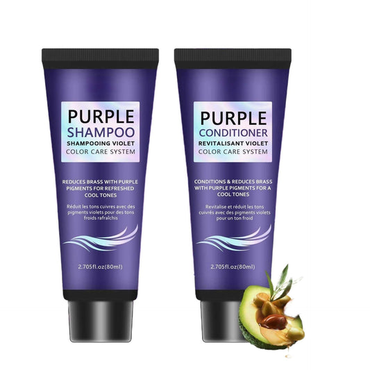 Purple Shampoo and Conditioner Set, Anti-Brass Toning, Enhance Blonde Tones, Deep Moisturizer,Frizz Control-Repair and Hydration,for Blonde,Silver, or