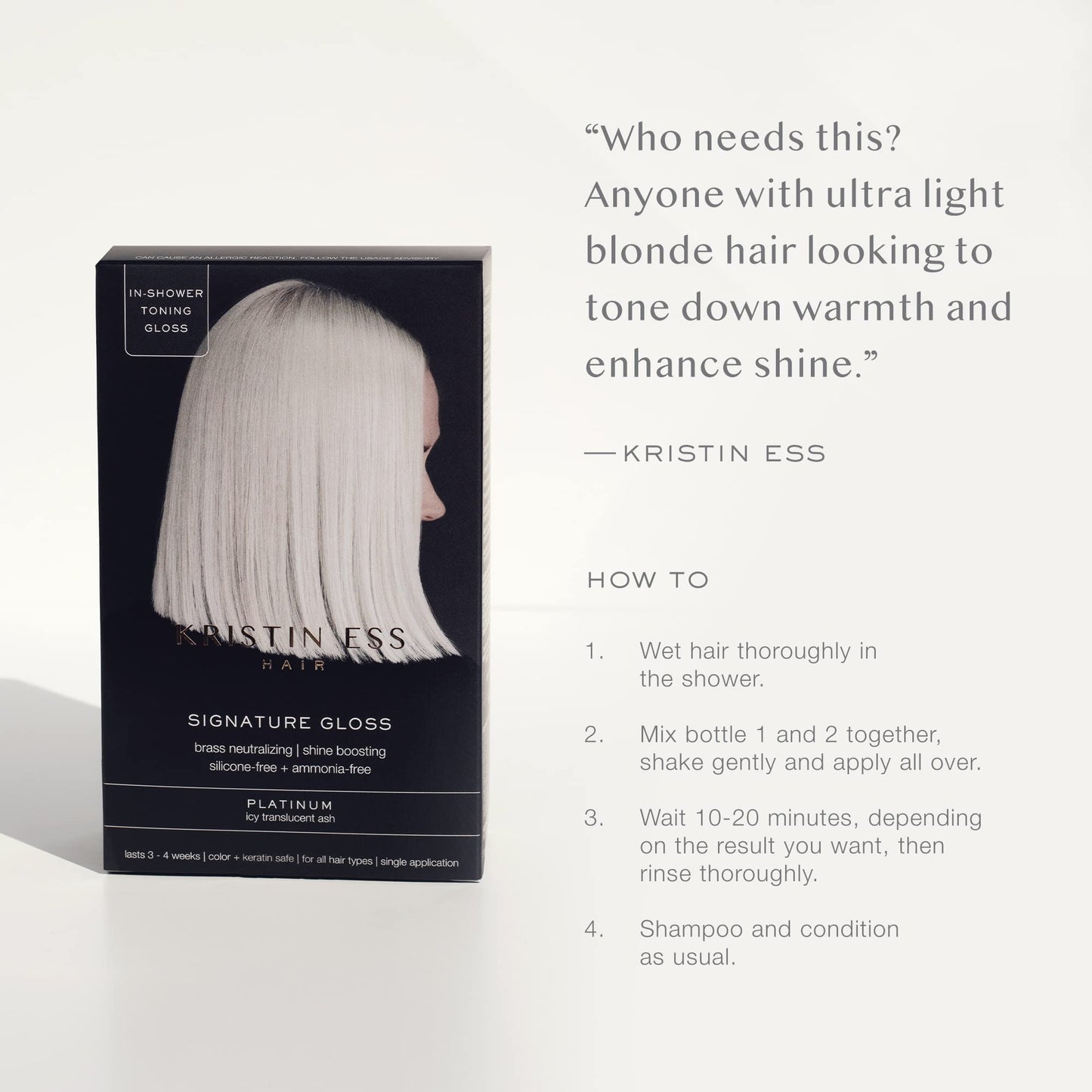 Kristin Ess The One Signature Hair Gloss - Platinum: Icy Translucent Ash (Pack of 2)