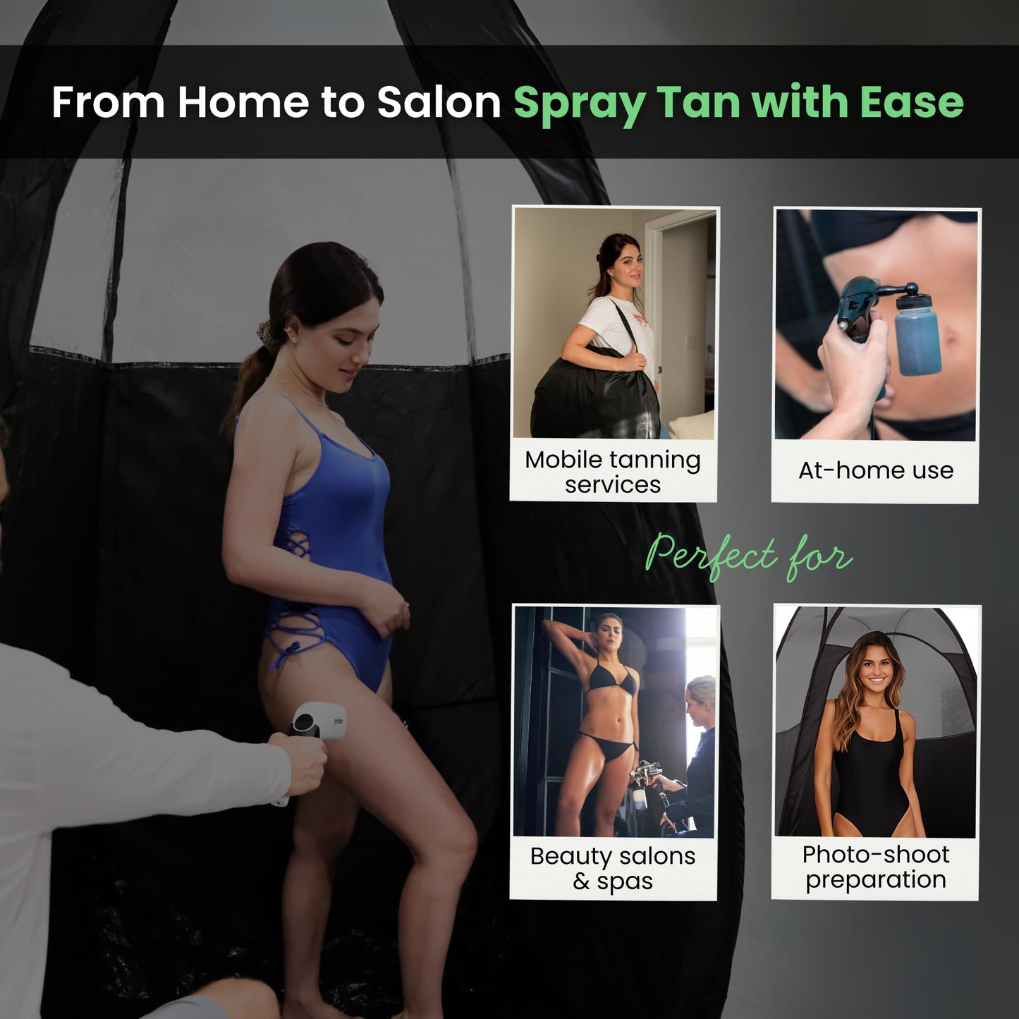 KobbTan Large Deluxe Spray Tan Tent - Pop Up Tent Portable Tanning Booth with Carry Case - Clear Window for Perfect Spray Tanning - Extraction Fan