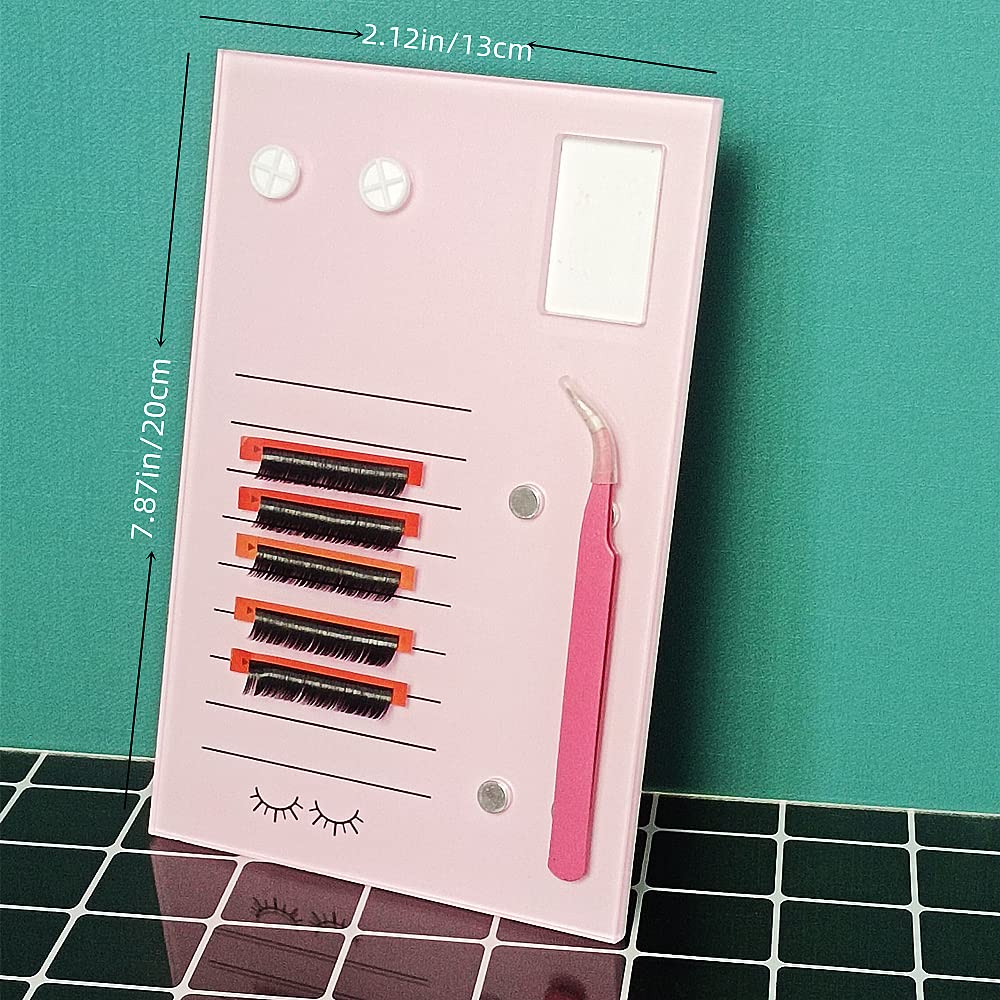 Acrylic Eyelash Grafting Pallet, Lash Tile holder, Bigger Size Glue Cups Eyelash Extensions Storage Gasket Pads with Magnetic Suction for 2 Tweezers