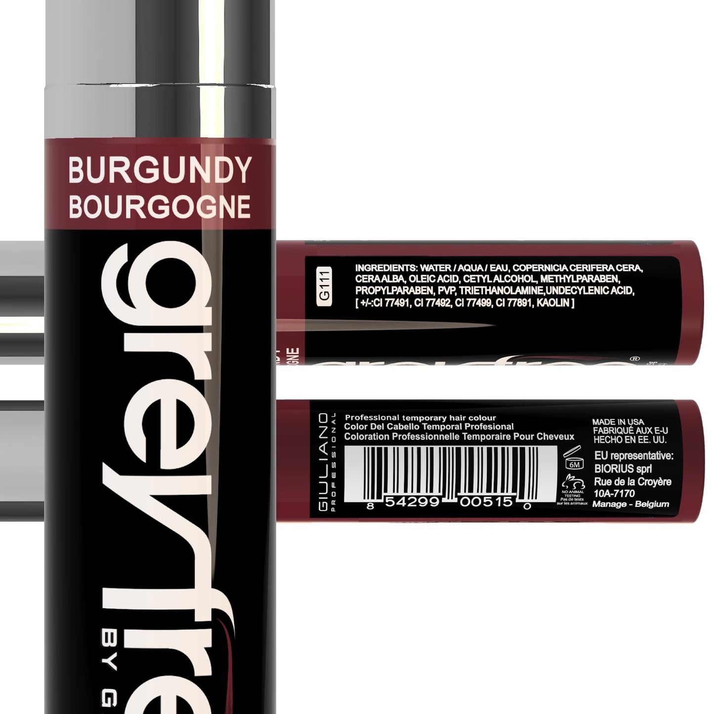 Greyfree Hair Mascara Root Touch-Up for Gray Hair | Precision Hairline Concealer for Brows & Beard (BURGUNDY)