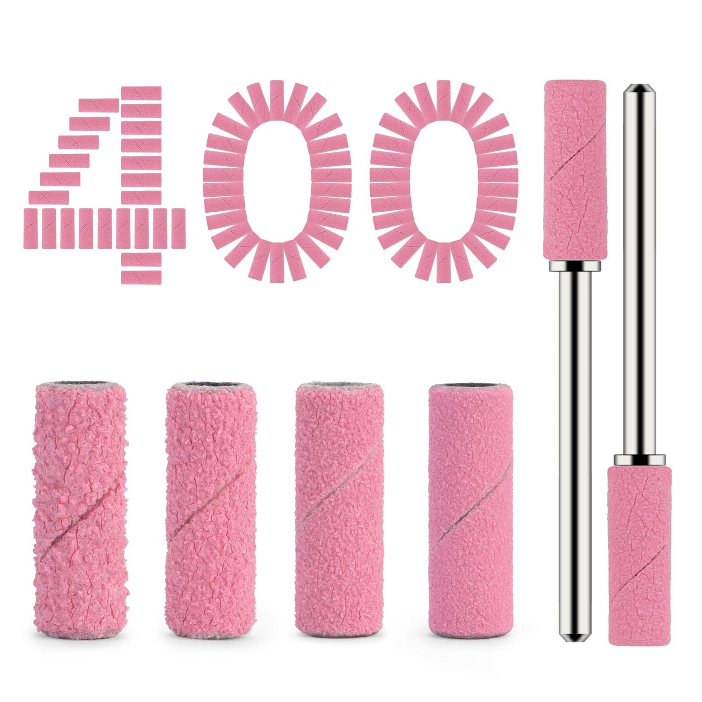 Lavinda Pink Nail Drill Bits 80#120#180#240# Small Sanding Bands for Nail Drill Nail File with 2 Mandrel Bits for Acrylic Nails Gel Manicures Beauty and Personal Care Lavinda Default Title