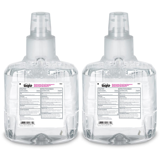 GOJO Antibacterial Foam Handwash, Plum Fragrance, 1200 mL Foam Hand Soap Refill LTX-12 Touch-Free Dispenser (Pack of 2) - 1912-02