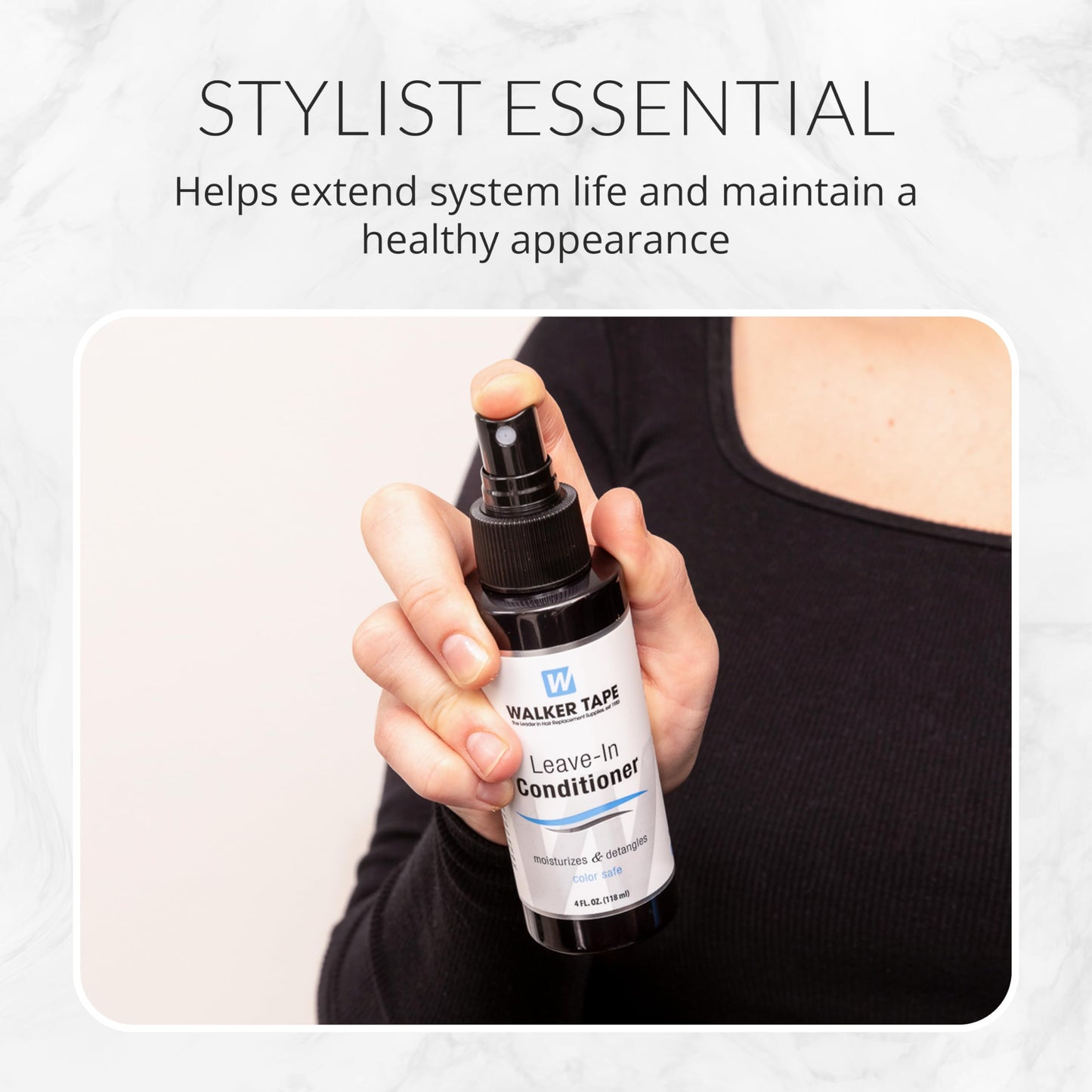Walker Tape Leave-In Conditioner Spray 4 fl oz for Wig Installs, Lace Systems, Toupee Applications, Hair Tape Prep and Adhesive Strips Use Offering