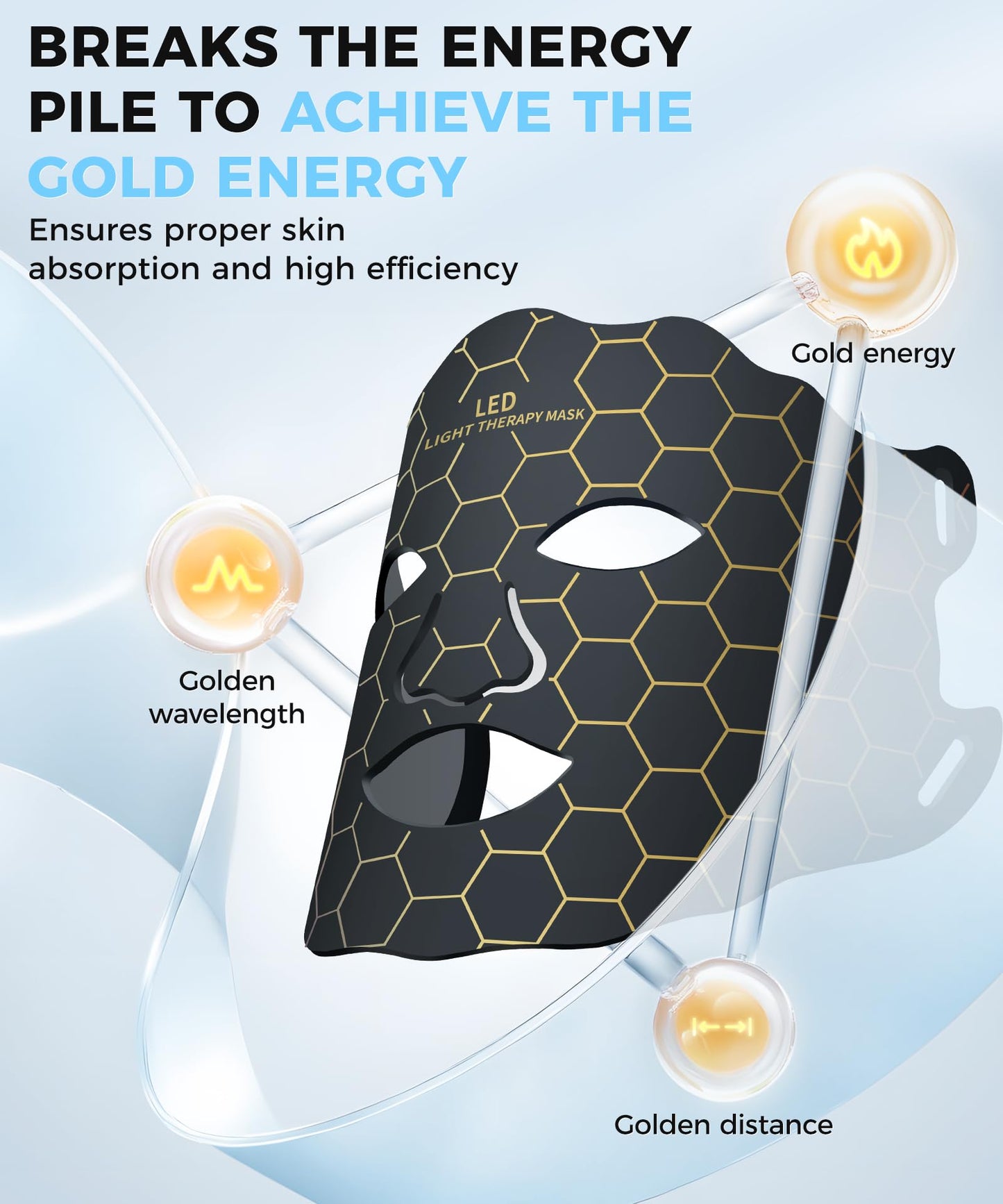 Yahi Red Light Therapy Mask for Face & Neck, 7-in-1 LED Light Therapy Mask with 850nm NIR, Lightweight Portable for Home & Travel, Rechargeable