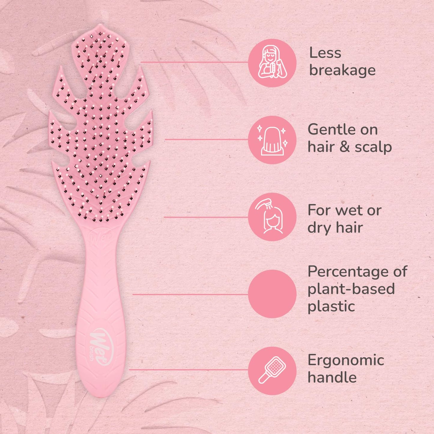 Wet Brush Go Green Hair Detangler Brush, Pink - Detangling Hair Brush - Ultra-Soft IntelliFlex Bristles Glide Through Tangles & Gently Loosens Knots