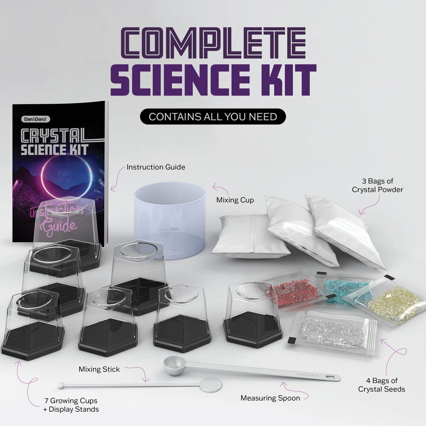 Dan&Darci Crystal Growing Kit for Kids – Fun Science Experiment Gift for Boys & Girls Ages 8–14, Cool Arts & Crafts STEM Project Toy