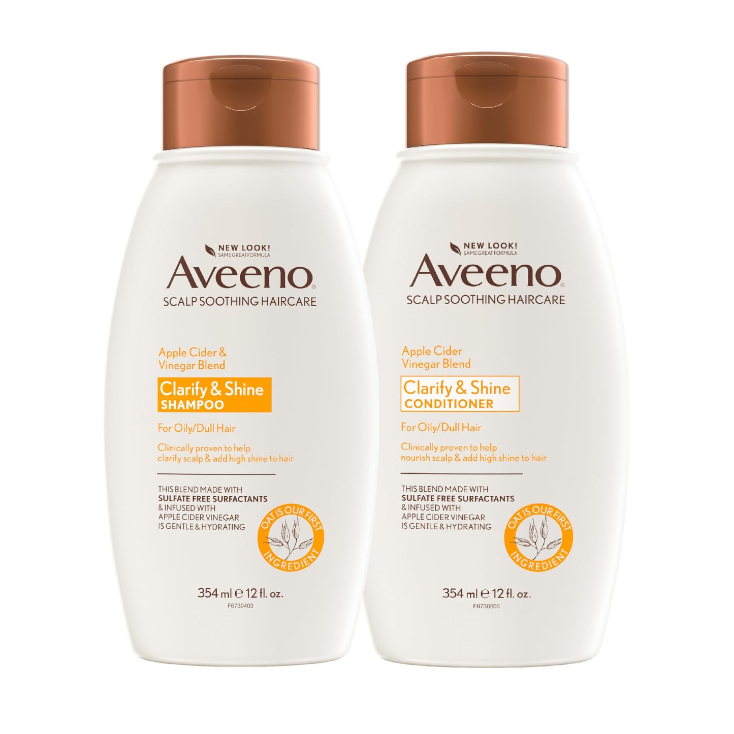 Aveeno Apple Cider Vinegar Shampoo + Conditioner Set, Hair Care Bundle for Balance & High Shine, Daily Clarifying & Soothing Scalp Shampoo