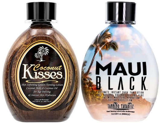 Ed Hardy Coconut Kisses Golden Tanning Lotion, 13.5 oz | BEST SELLERS | Tanning Paradise MAUI BLACK Tanning Lotion | Coconut Oil | Age-Defying | Beauty & Personal Care TANNING PARADISE
