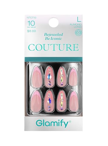 Glamify by Absolute New York Couture Press On Nails - Luxury Rhinestone & Charm Fake Nails, Glossy Reusable Salon Style Acrylic Nails Kit with Glue Beauty & Personal Care Absolute New York
