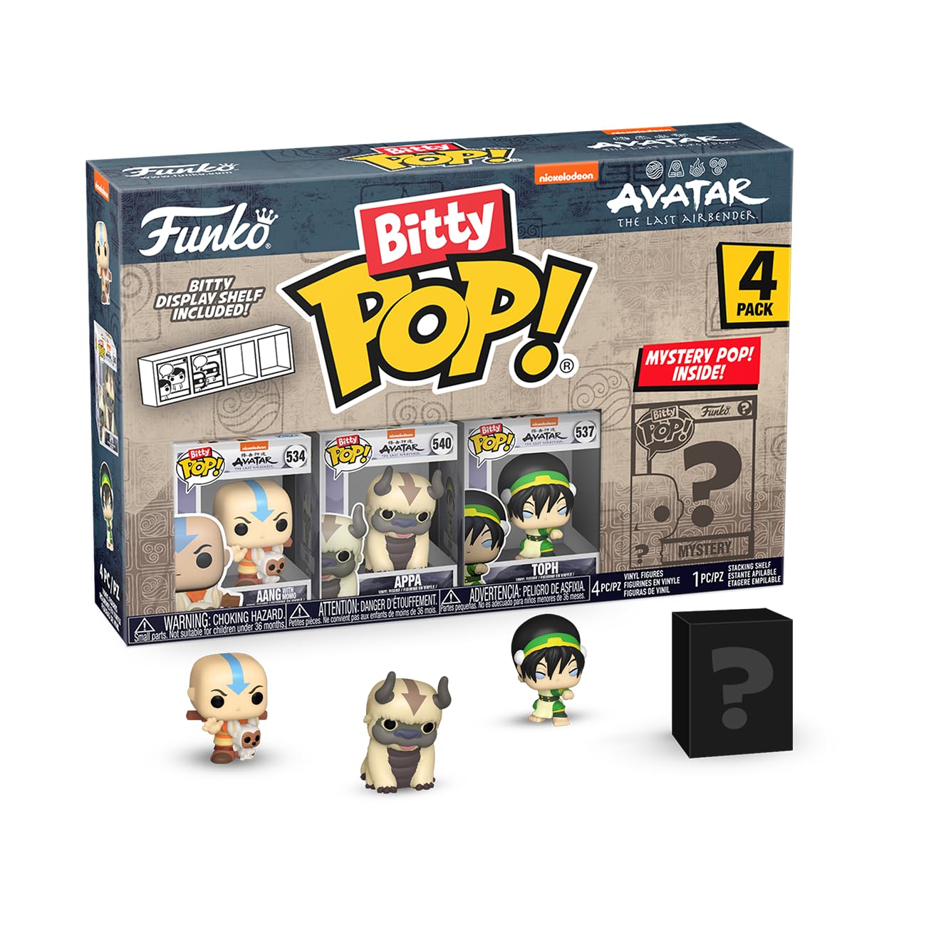 Funko Bitty Pop! Avatar: The Last Airbender - Aang, Appa, Toph, & A Surprise Mystery Mini Figure - 0.9 Inch (2.2 Cm) Collectable - Stackable Display…