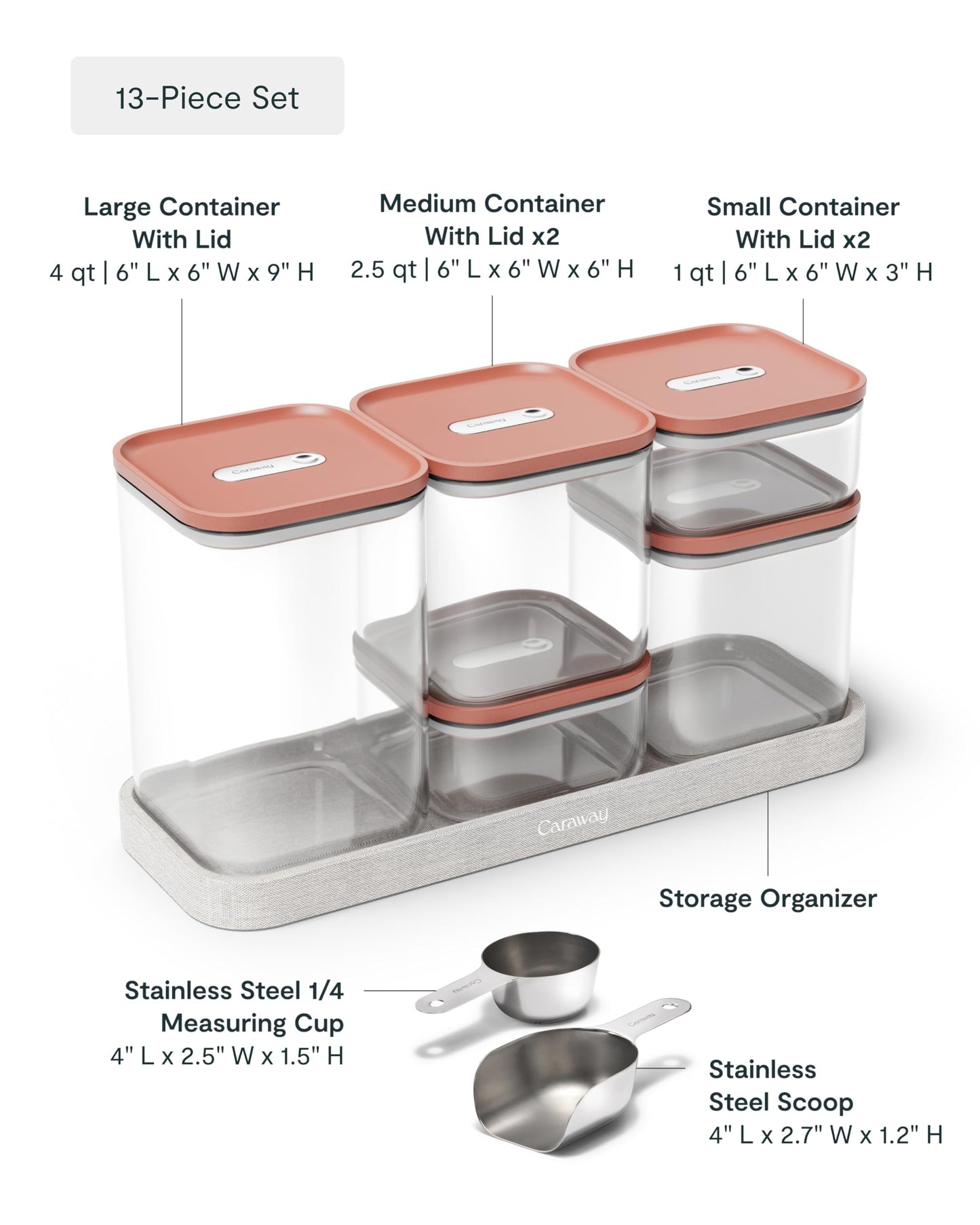 Caraway 13-Piece Glass Airtight Food Storage Containers with Lids - Non-Toxic, BPA-Free Kitchen Storage Containers - Stackable, Space-Saving Airtight…