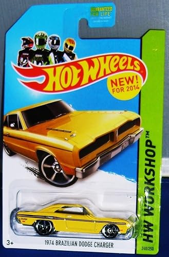 Hot Wheels 1974 Brazilian Dodge Charger Yellow 240/250 HW Workshop New for 2014