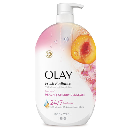 Olay Body Wash for Women, Fresh Radiance, 24/7 Skin-Loving Freshness, Visibly Radiant, Plant Based Cleansers, Vitamin B3 & Antioxidant Blend, For All