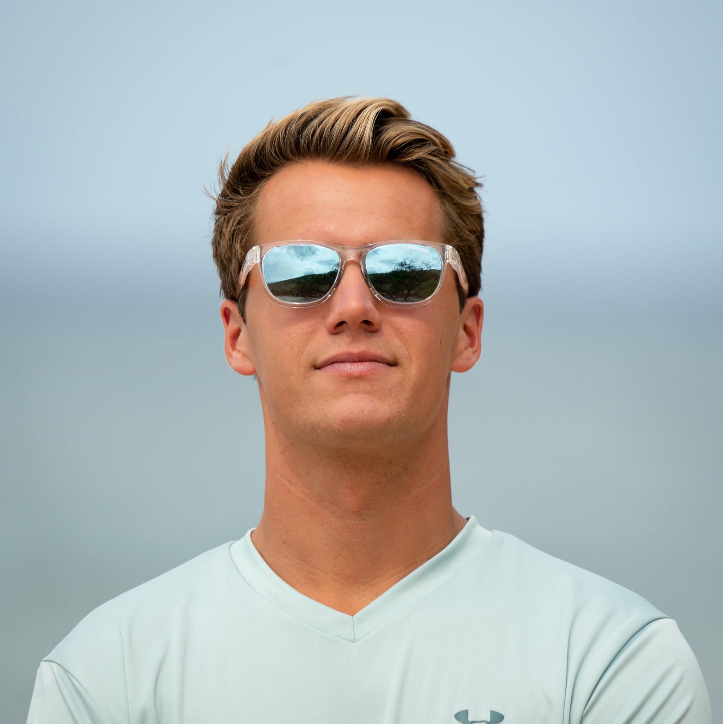 Tifosi Swank Sunglasses (Avant Clear/Smoke Bright Blue Mirror Lenses)