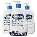 Cetaphil Face Wash, Daily Facial Cleanser for Sensitive, Combination to Oily Skin, 8 oz 3 Pack, Gentle Foaming, Soap Free, Hypoallergenic