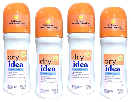 Dry Idea Fresh Linen Roll-On Antiperspirant Deodorant Fresh Linen 3.25 Ounce (Pack of 4)