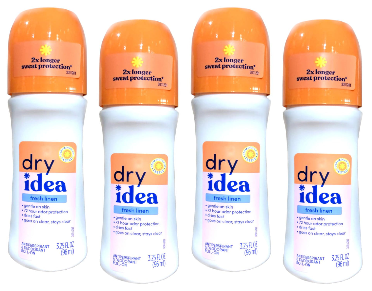 Dry Idea Fresh Linen Roll-On Antiperspirant Deodorant Fresh Linen 3.25 Ounce (Pack of 4)