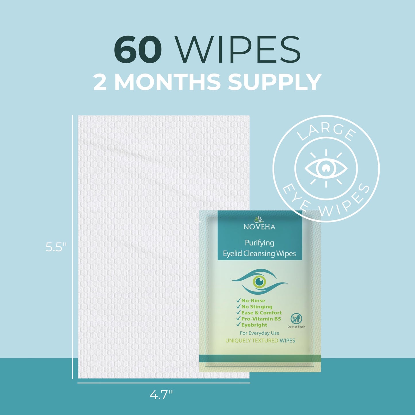NOVEHA Eyelid & Lash Wipes | For Itchy, Dry Eyes, Styes & Blepharitis | lid and lash Cleansing Wipes, Hypoallergenic & Soothing For Sensitive Eyes Beauty and Personal Care NOVEHA