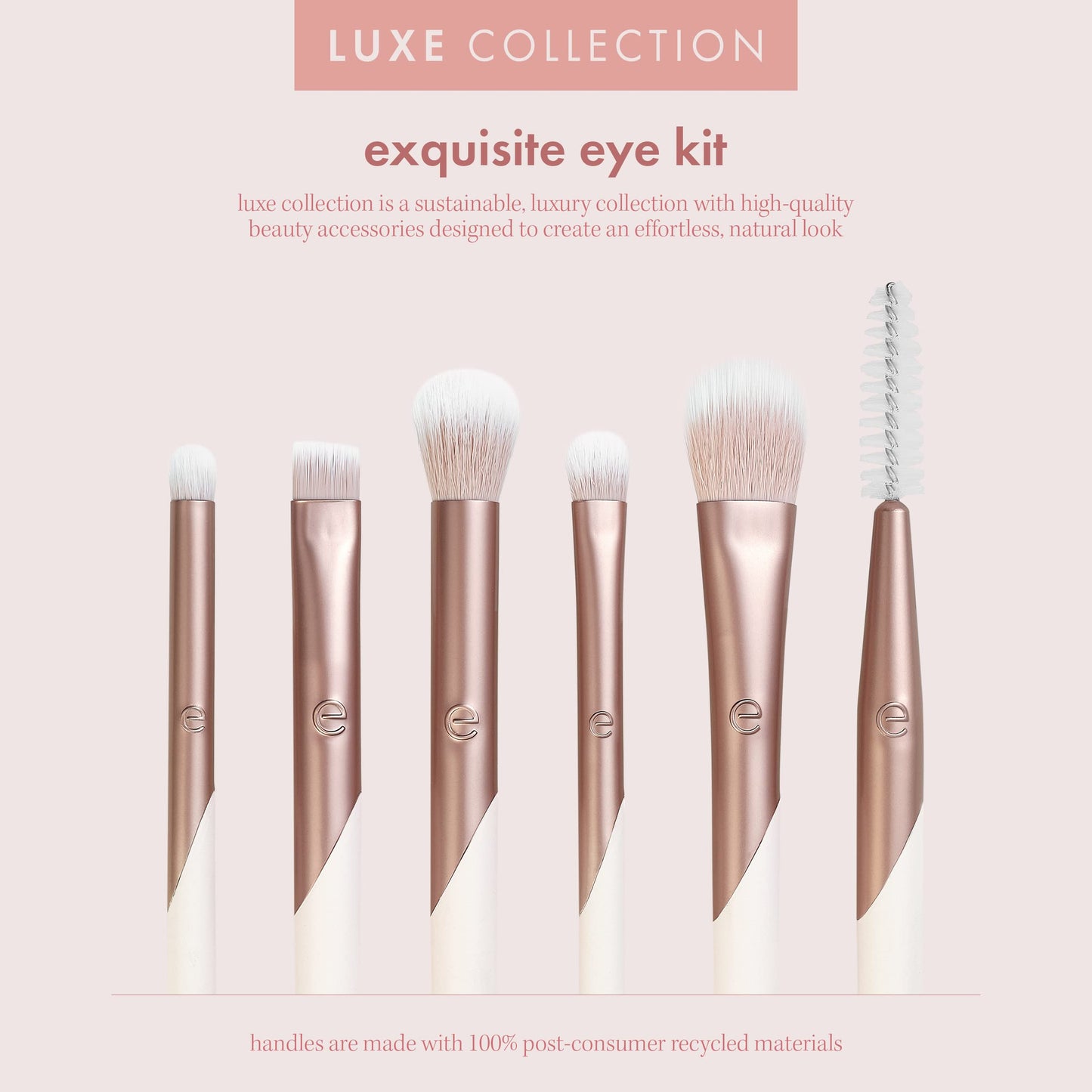EcoTools Luxe Exquisite Eye Makeup Brush Kit, For Eyeshadow, Eyeliner, & Brow Makeup, Professional Eye Brush Set, Eco-Friendly Makeup Tools, Synthetic