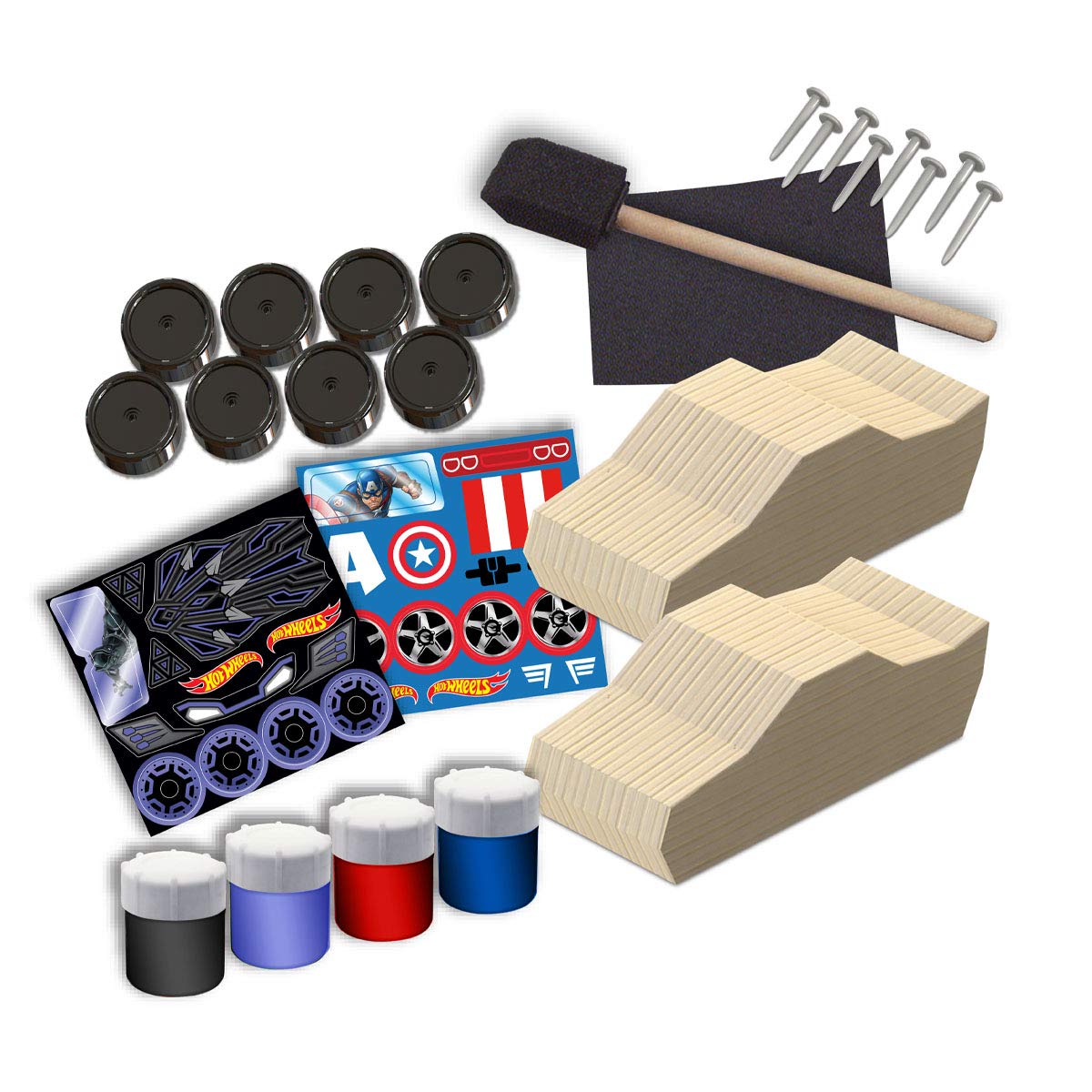 Hot Wheels Tara Toy 2pk Wood Racer - Black Panther/Capt America (58787)