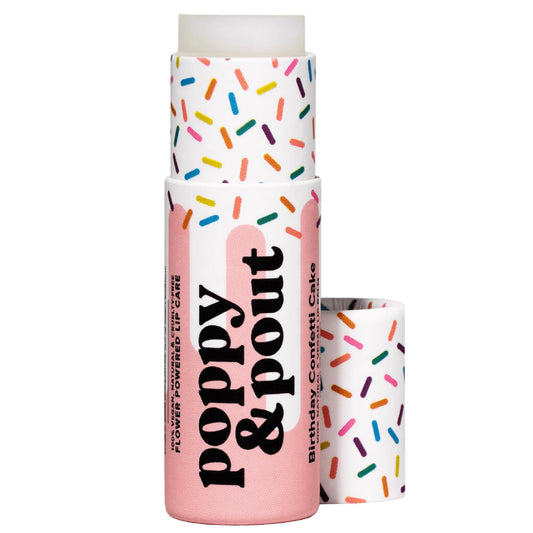 Poppy & Pout Birthday Cake Jumbo Lip Balm | All Natural Lip Balms & Moisturizers | Hydrates with Beeswax, Vitamin E, Organic Coconut Oil | Beauty & Personal Care Poppy & Pout