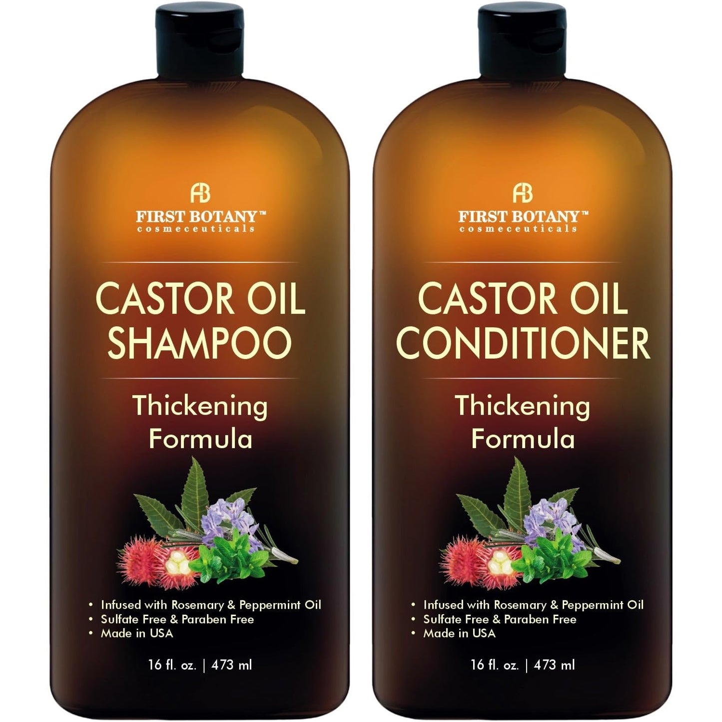 Castor Oil Shampoo and Conditioner - An Anti Hair Loss Set Thickening formula For Hair Regrowth, Anti Thinning Sulfate Free For Men & Women Anti